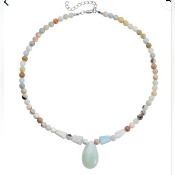 Multi Color Amazonite Beaded Tribal Necklace - Picture 3 of 14